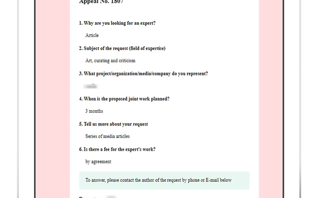 Contacting an Expert